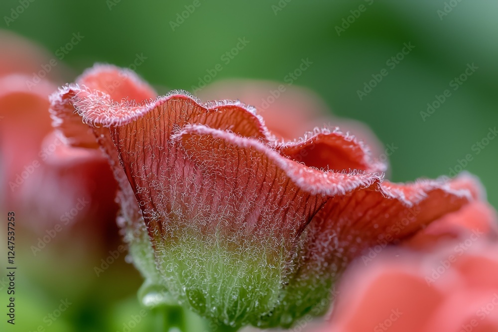 Poster close up of a red flower with a fuzzy texture