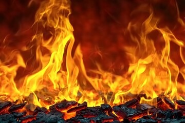 Large fire with a lot of smoke and flames