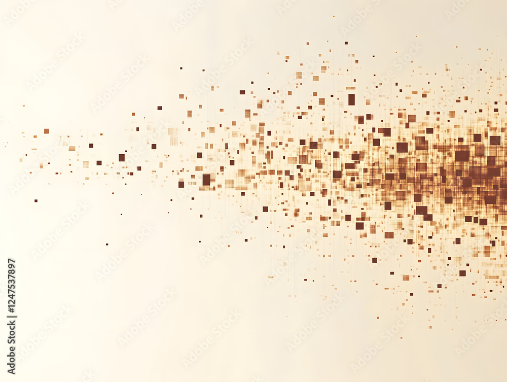 Aufkleber abstract digital art with golden square patterns and light effects