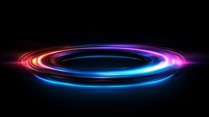 Obraz premium Abstract radial blur with colorful glowing rings, giving the illusion of high-speed rotation, sci-fi design