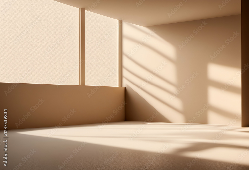 Poster wall product window abstract illustration beige light background presentation soft room minimal leis