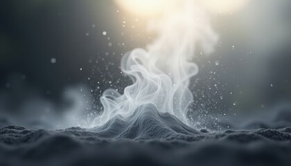Naklejka premium Abstract Digital Art: Cloud of Smoke Against Blurred Background in Dreamy Atmosphere