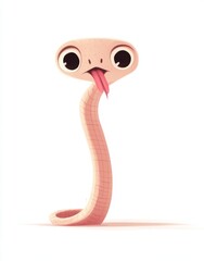 Fototapeta premium A cartoon cobra snake, shown in isolation on a white background