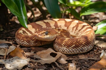 Venomous Monocled Siamese cobra baby (Naja kaouthia) isolated against a white background