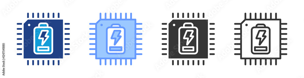 Poster Low power hardware icon set multiple style collection