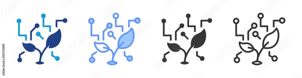 Poster Green computing icon set multiple style collection