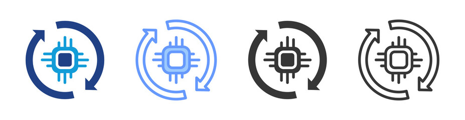 Efficient processor icon set multiple style collection
