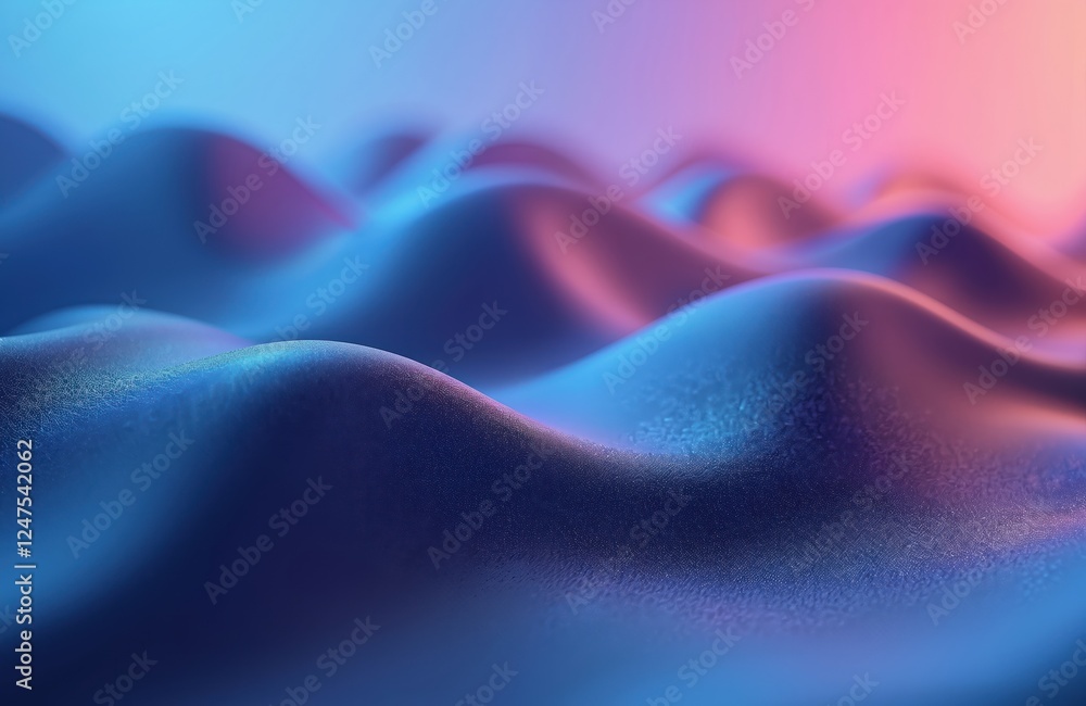 Poster abstract wavy forms in vibrant blue, purple gradient. smooth flowing shapes create dynamic visual mo