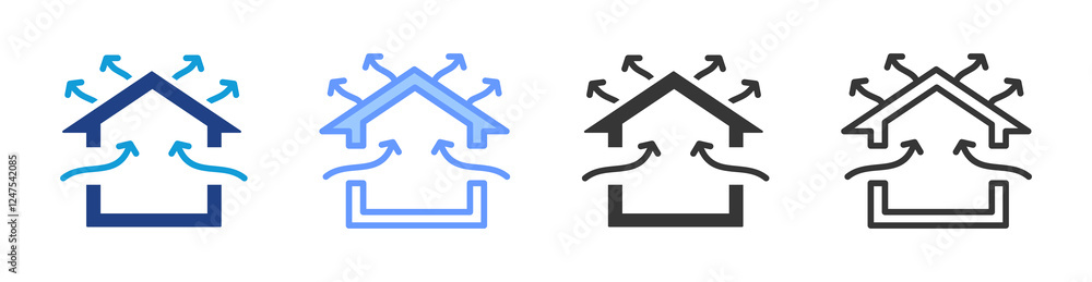 Poster Passive cooling icon set multiple style collection
