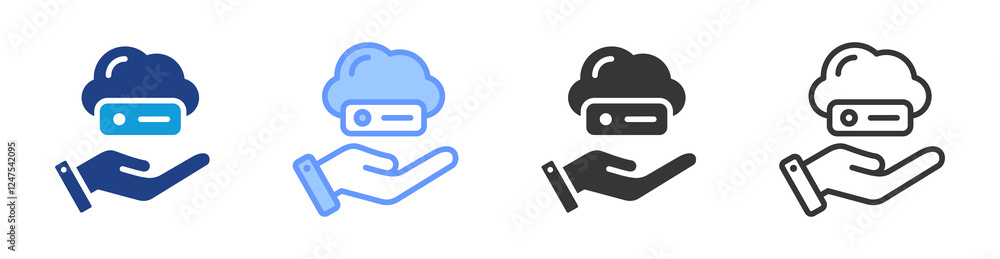 Poster Virtualization saving icon set multiple style collection