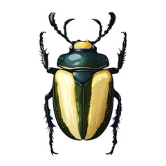 Beetle &ndash; Detailed Watercolor Vector Illustration for Creative Artwork  
