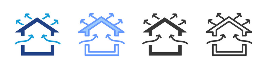 Passive cooling icon set multiple style collection