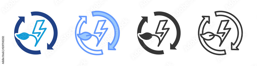 Poster renewable energy icon set multiple style collection