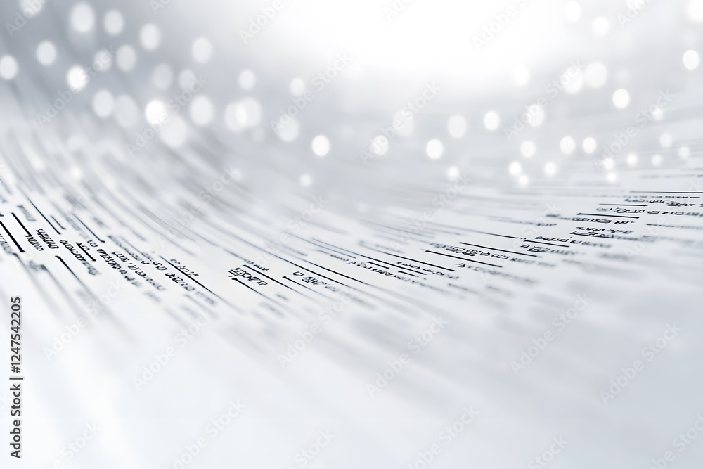 Poster abstract flow of radiant light on gentle waves with document patterns