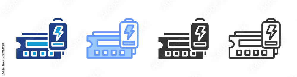 Poster Low power ram icon set multiple style collection