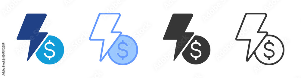 Poster energy budget icon set multiple style collection