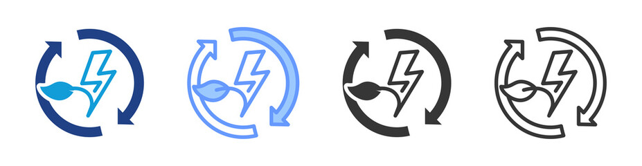Renewable energy icon set multiple style collection