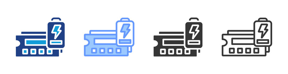 Low power ram icon set multiple style collection
