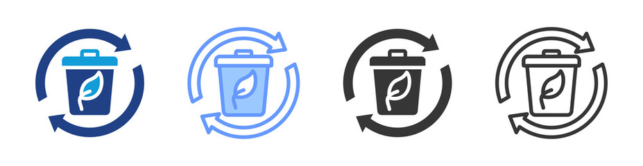 Zero waste policy icon set multiple style collection
