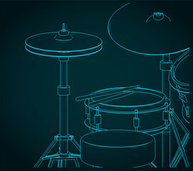 Drum kit close-up sketch