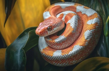 Close-up macro photograph of a Juvenile Eastern Milk snake for a field guide