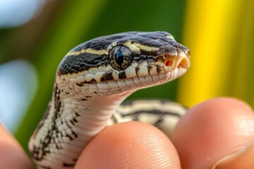 Obraz premium Aztec and Carbon BEA Present: Newborn Boa Imperator Baby in Hands - Exotic Wildlife Photography