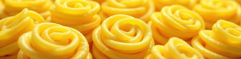 Golden yellow fettuccine pasta nests, isolated , food, high resolution