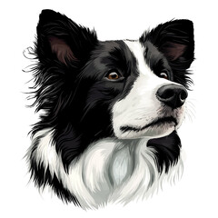 Border Collie Head &ndash; Energetic Watercolor Vector Illustration for Creative Projects  
