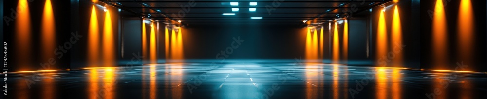 Poster a surreal design of a movie set glowing with abstract elements.