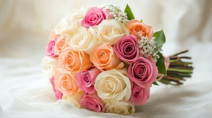 beautiful bridal bouquet of pastel roses