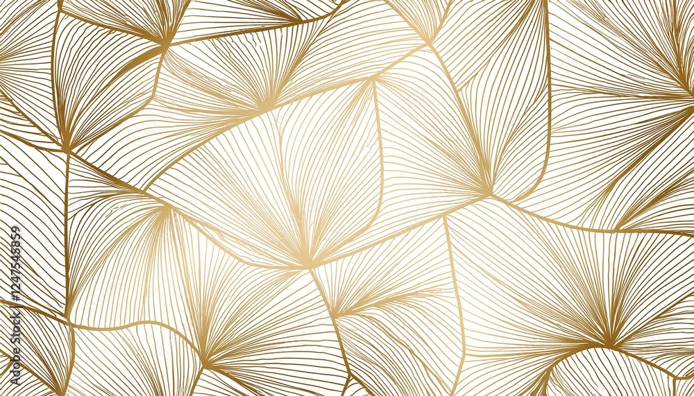 Poster seamless pattern with abstract geometric line texture, gold on white background. generated image
