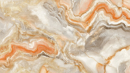 Obraz premium Marbled abstract artwork in warm beige and golden hues, representing fluid movement and artistic elegance