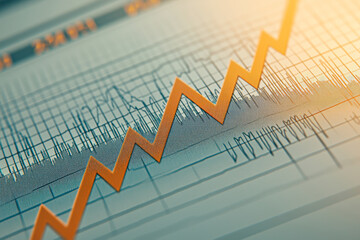 Fototapeta premium Growth concept of e-commerce marketplace. Rising Trend in Financial Market Graph with Data Analysis Elements