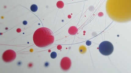 Colorful spheres network connection, abstract background, digital, technology