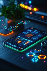 Fototapeta premium A tech-themed interactive yearly planner with animated goals.