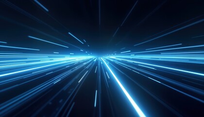 Abstract dark blue background with bright white streaks. Dynamic design conveys speed, motion. Futuristic tech concept illustration. Elegant glowing lines create visual effect. Stylish graphic