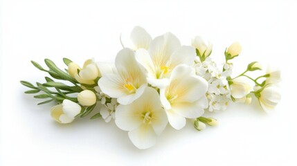 Fototapeta premium delicate white freesia flowers bouquet