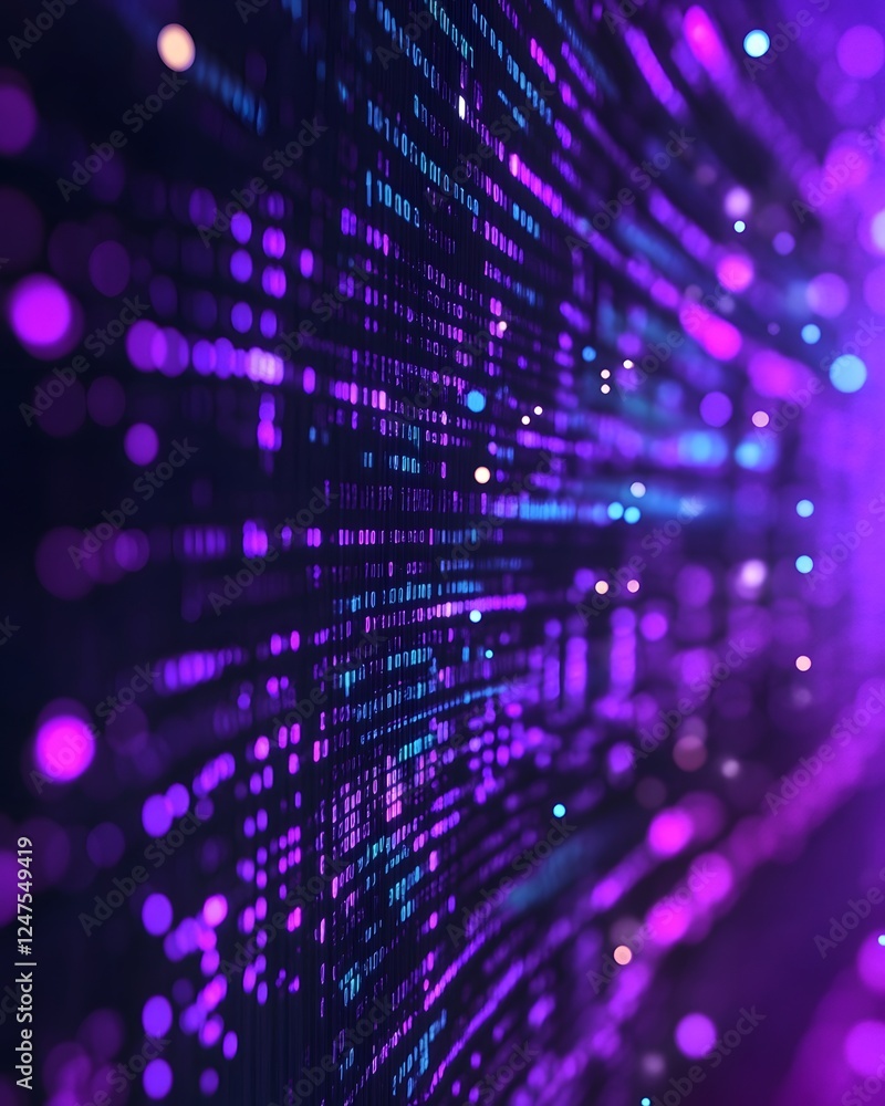 Aufkleber vibrant abstract digital data visualization with glowing purple and blue patterns and dots