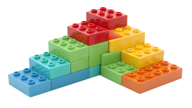 Colorful blocks form a geometric shape