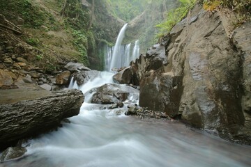 landscape view of tiu kelep Waterfall in lombok island  Indonesia.