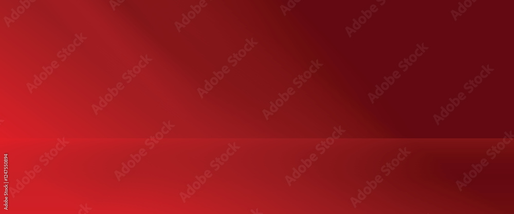 Poster wall interior background, studio and backdrops show products.with shadow from window color red backg