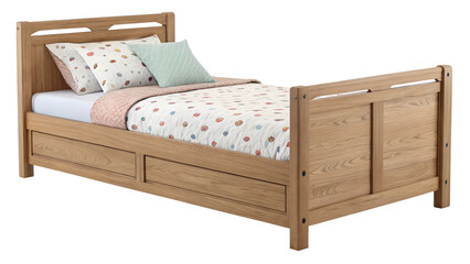 Simple and functional wooden bed design for kids
