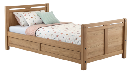 Simple and functional wooden bed design for kids