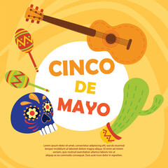 Cinco de mayo background with Mexican instruments