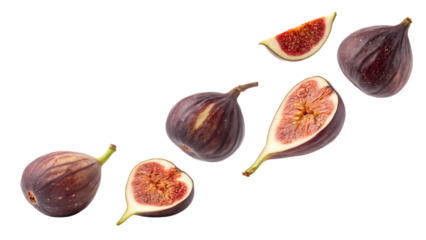 Fresh figs displayed in varied cuts