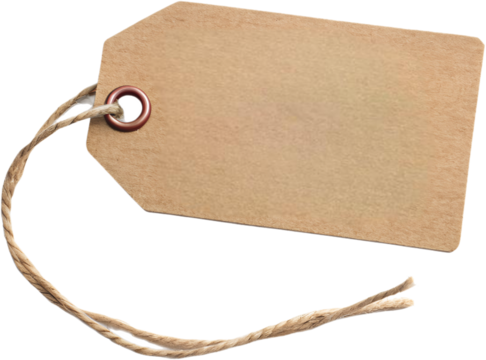 Simple brown tag with twine string for labeling