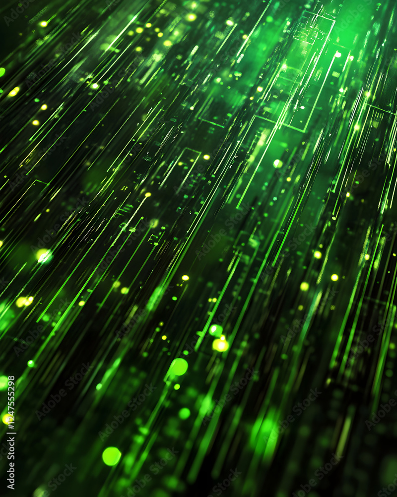 Aufkleber abstract visualization of green data streams reflecting the essence of technology and innovation
