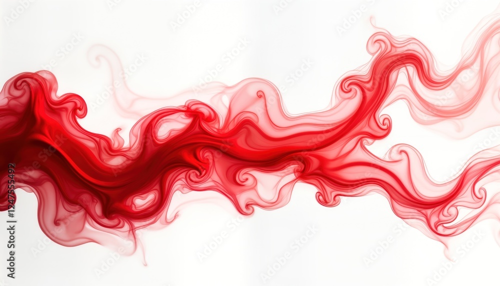 Poster red smoke abstract form isolated on white background. red smoke flow with patterns, swirls. dynamic 