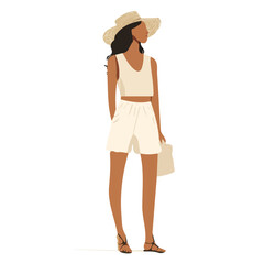 Israeli Women's Summer Fashion | Casual & Traditional Attire Vector Illustration
