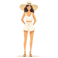 Israeli Women's Summer Fashion | Casual & Traditional Attire Vector Illustration
